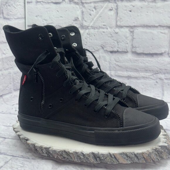 Levi’s Men's Zip Extra Hi Triple Black Canvas Shoes Sneaker Size 9 - Picture 5 of 11